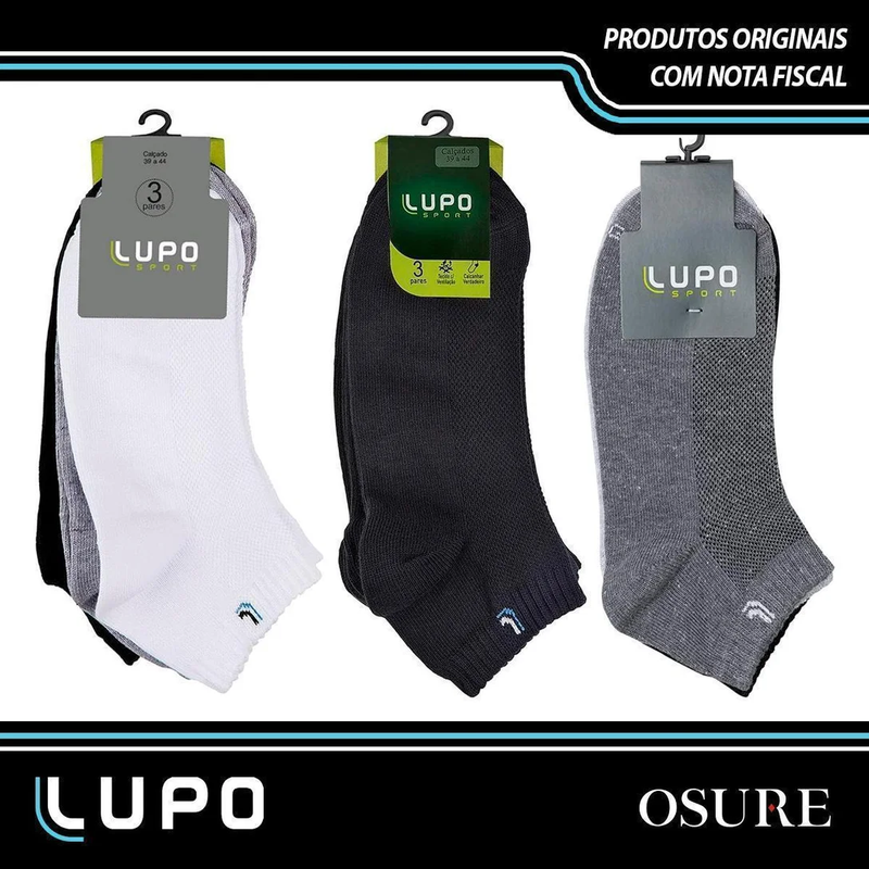 DEZ pares Meias Lupo Cano Baixo Curto Tornozelo Algodão Masculina Meia Feminina Original - Sortido / 75% off por 57,90