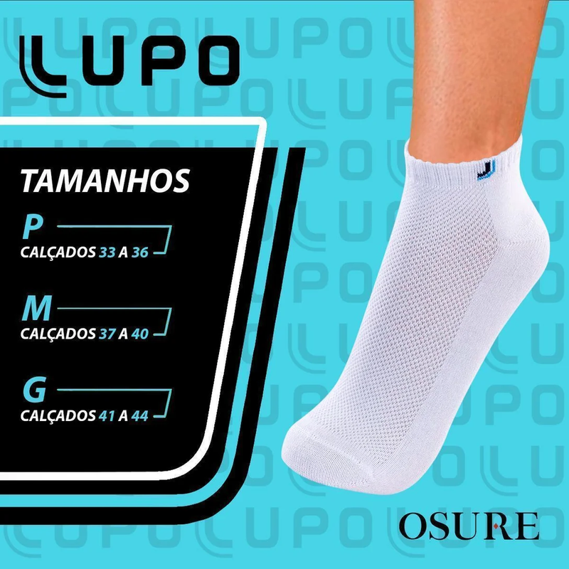 DEZ pares Meias Lupo Cano Baixo Curto Tornozelo Algodão Masculina Meia Feminina Original - Sortido / 75% off por 57,90