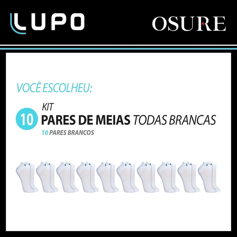 DEZ pares Meias Lupo Cano Baixo Curto Tornozelo Algodão Masculina Meia Feminina Original - Sortido / 75% off por 57,90