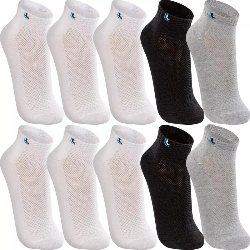 DEZ pares Meias Lupo Cano Baixo Curto Tornozelo Algodão Masculina Meia Feminina Original - Sortido / 75% off por 57,90