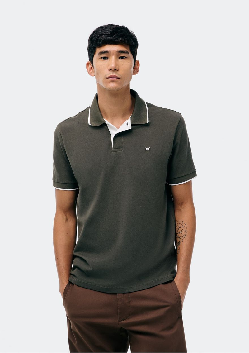 camisa polo básica masculina em piquet com bordado - verde