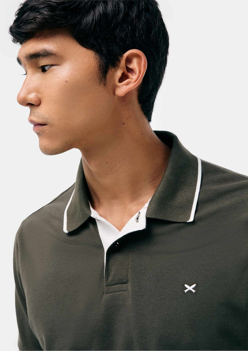camisa polo básica masculina em piquet com bordado - verde