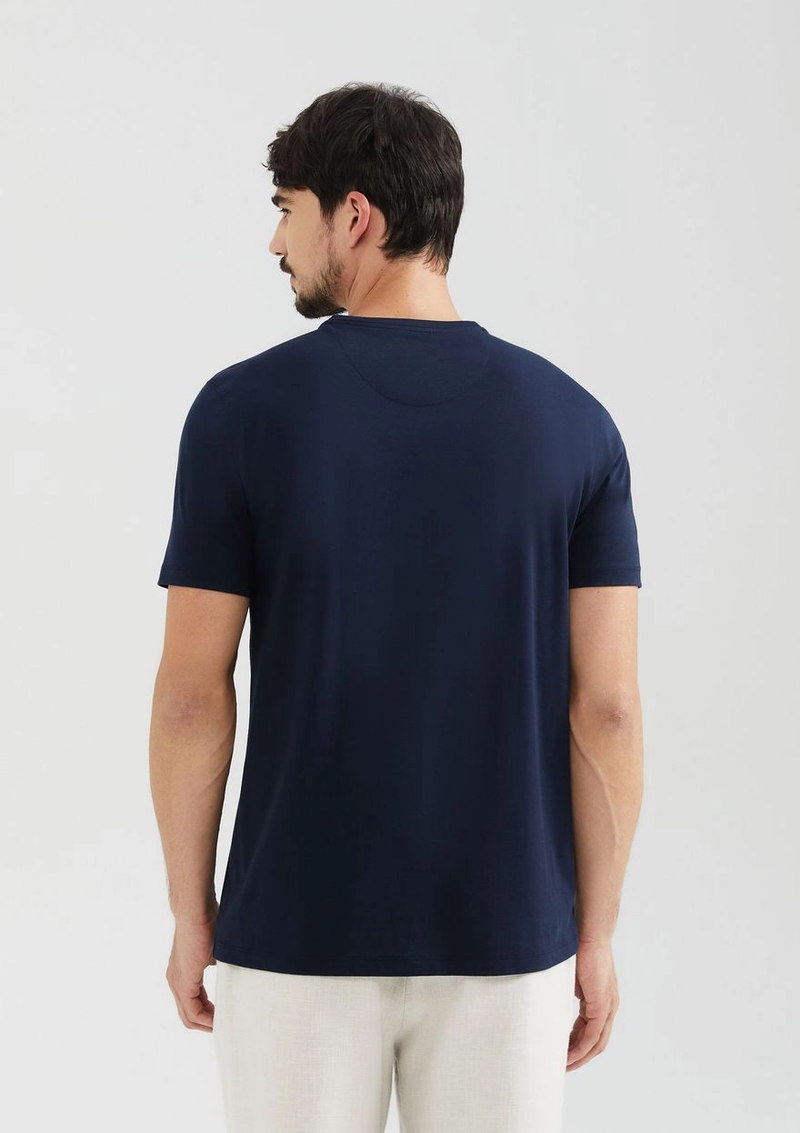 camiseta básica masculina manga curta pima - azul