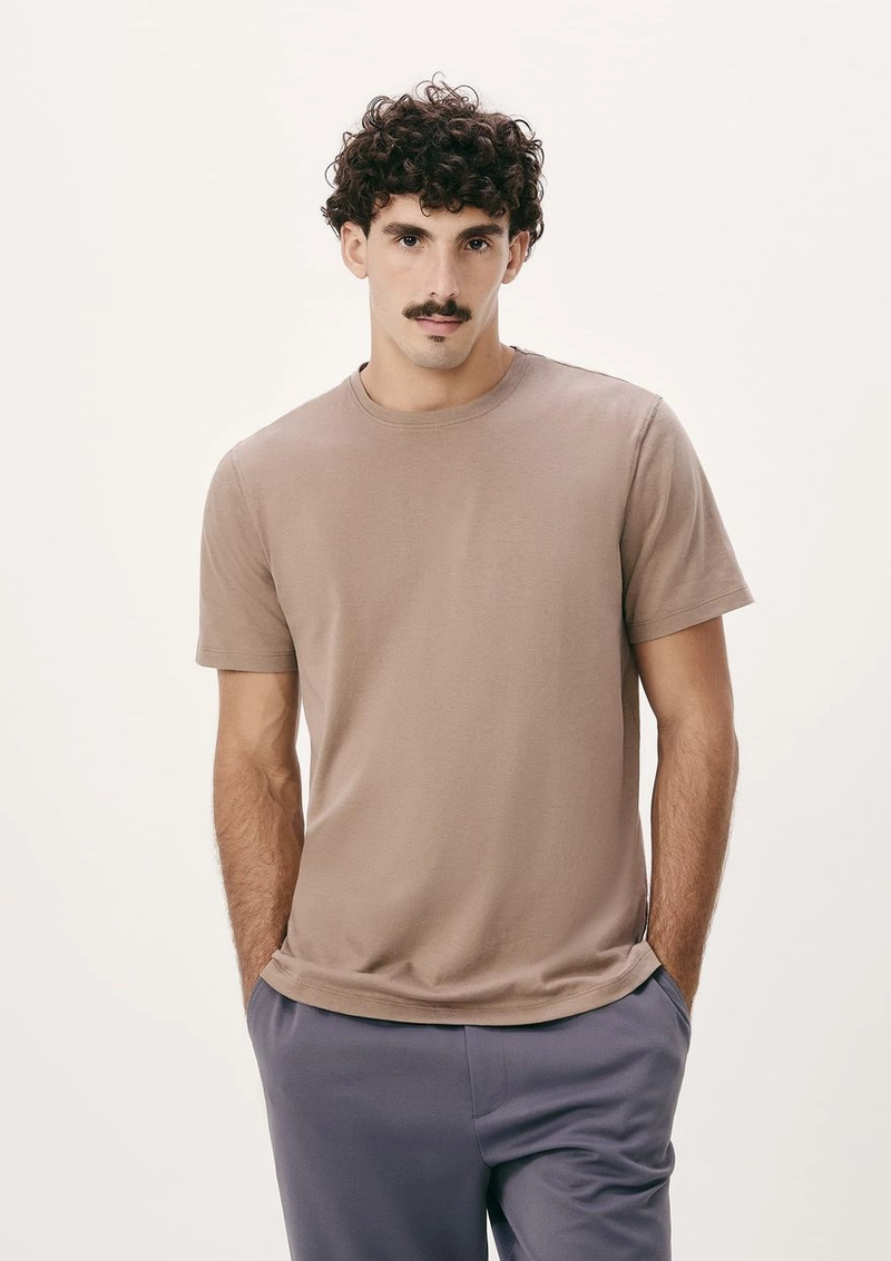 camiseta básica masculina manga curta pima - bege