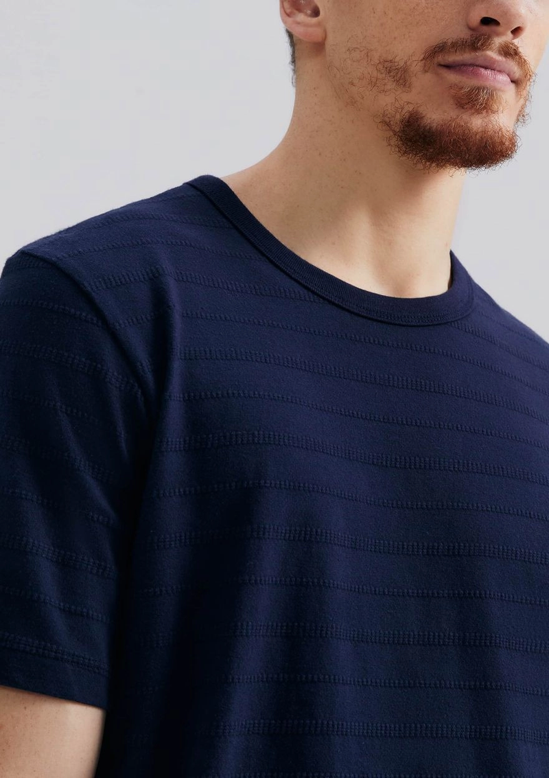 camiseta masculina manga curta em malha texturizada - azul