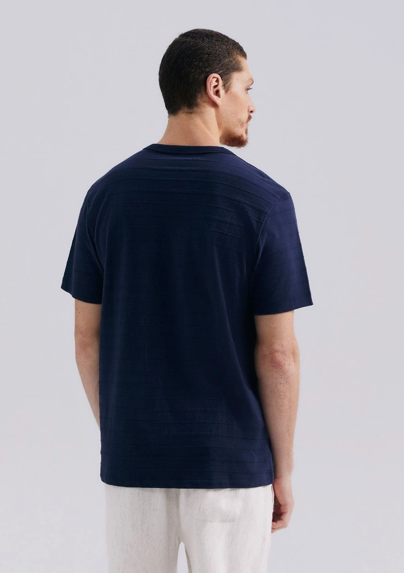 camiseta masculina manga curta em malha texturizada - azul
