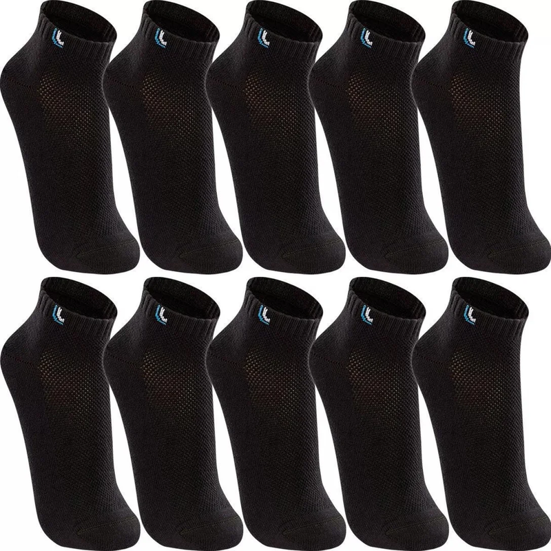 Kit 10 Pares Meias Lupo Cano Baixo Curto Tornozelo Algodão Masculina Meia Feminina Original - Preto