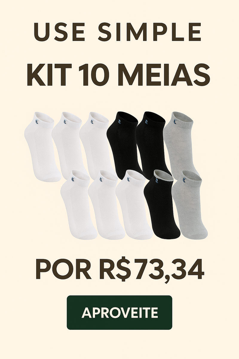 DEZ pares Meias Lupo Cano Baixo Curto Tornozelo Algodão Masculina Meia Feminina Original - Sortido / 75% off por 57,90