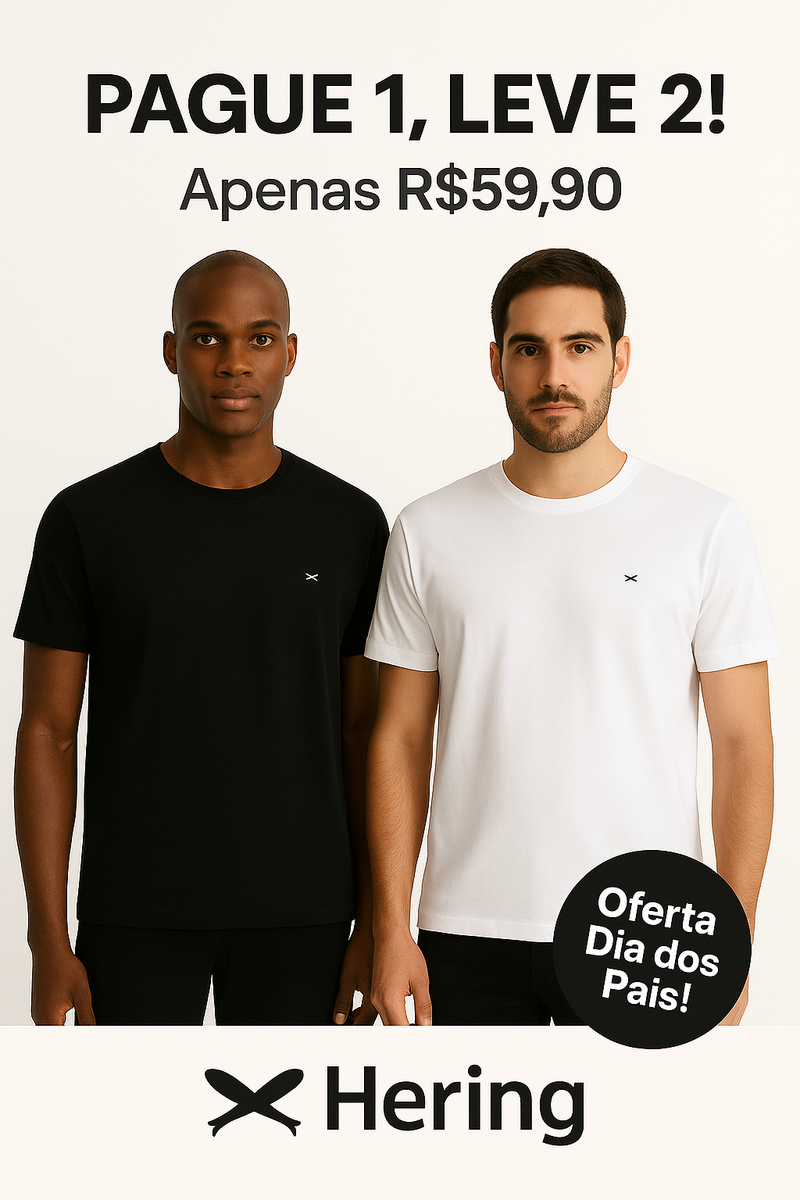 camiseta masculina manga curta em malha texturizada -Pague 1 e leve 2!