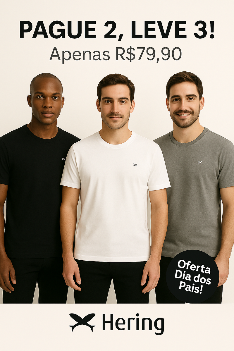 camisa polo básica masculina em piquet com bordado - Compre 2 leve 3!