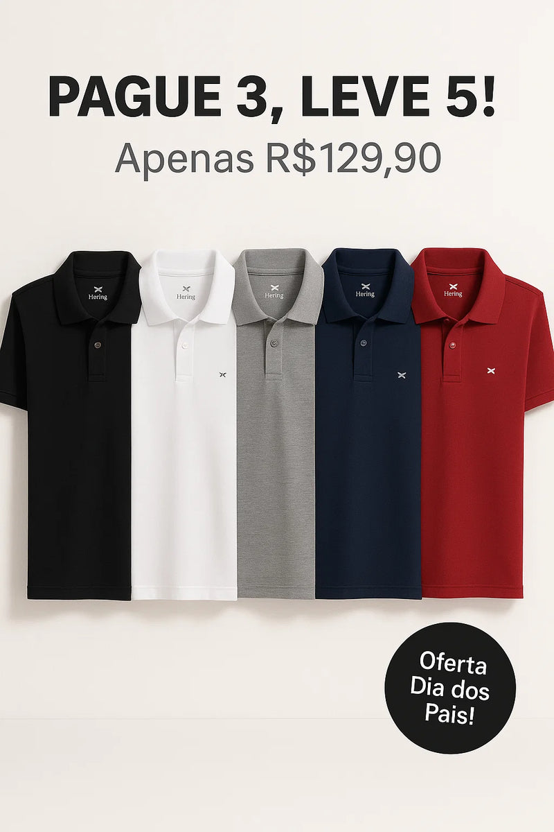 camisa polo básica masculina em piquet com bordado - Compre 3 leve 5!