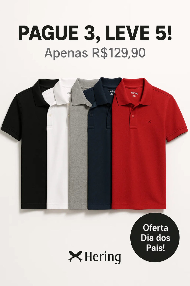 camisa polo básica masculina em piquet com bordado - Compre 3 leve 5!